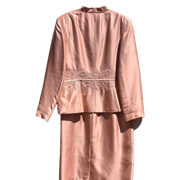Talbots Peach/Pink Silk 2-Piece Dress Suit - Size 12 - Picture 5 of 13